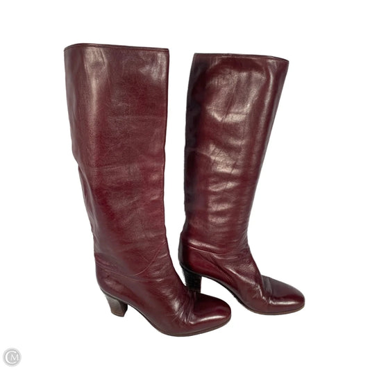Boots Mid-calf Flats By Clothes Mentor In Maroon, Size: 8