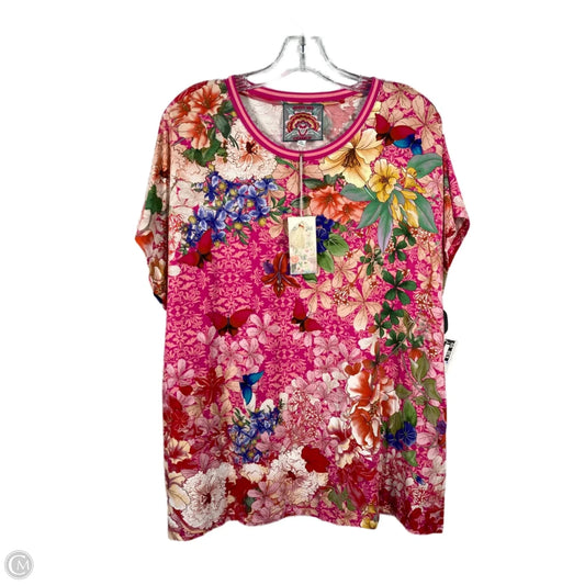 Top Short Sleeve By Johnny Was In Floral Print, Size: Xl