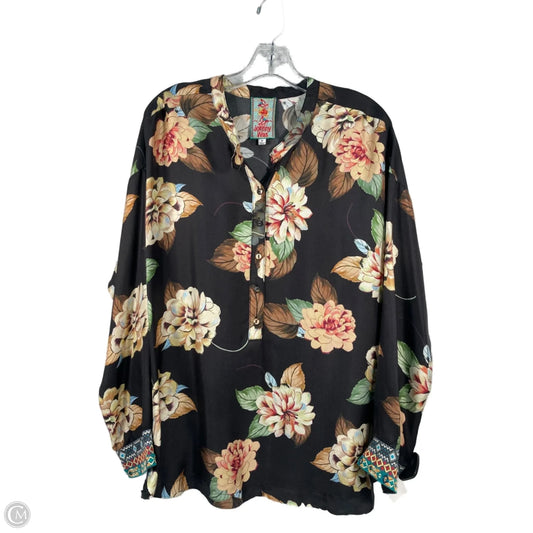 Blouse Long Sleeve By Johnny Was In Black, Size: M
