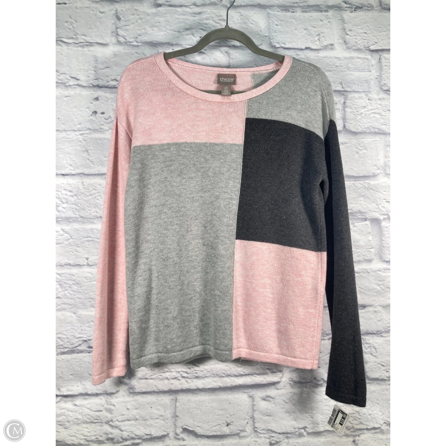 Sweater By Chicos In Grey & Pink, Size: S