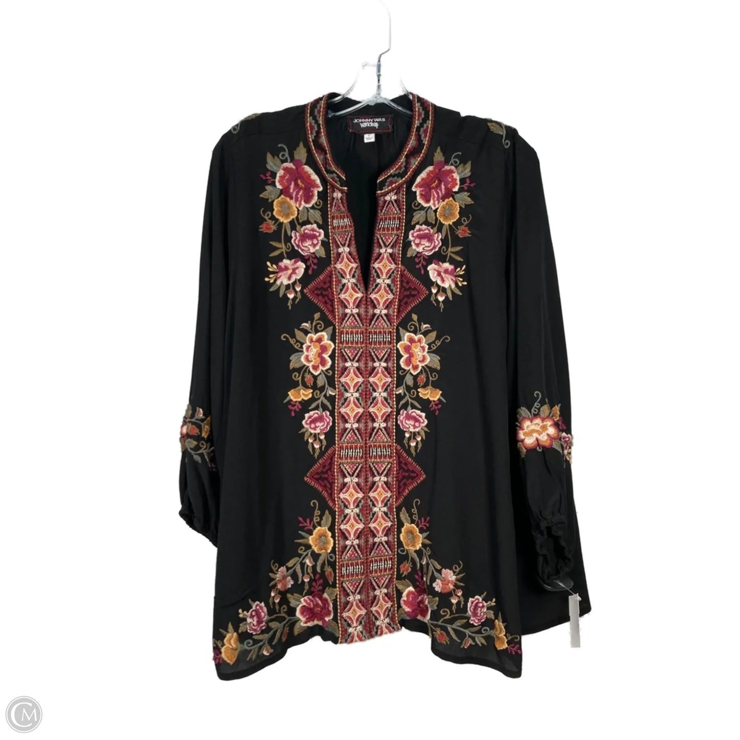 Blouse Long Sleeve By Johnny Was In Black, Size: L