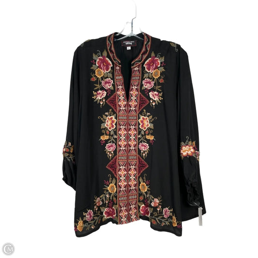 Blouse Long Sleeve By Johnny Was In Black, Size: L