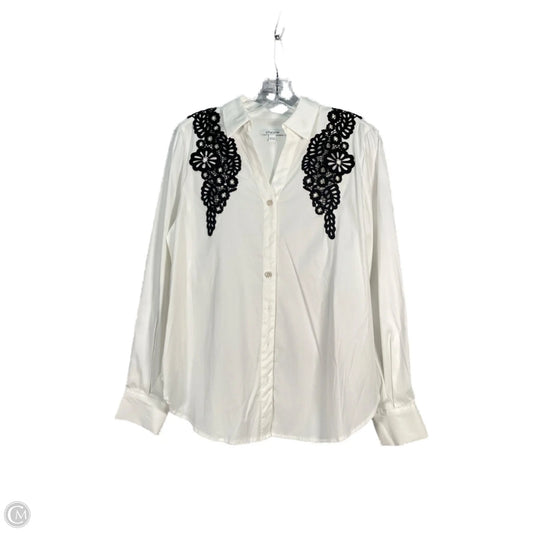 Top Long Sleeve By Chicos In Black & White, Size: M