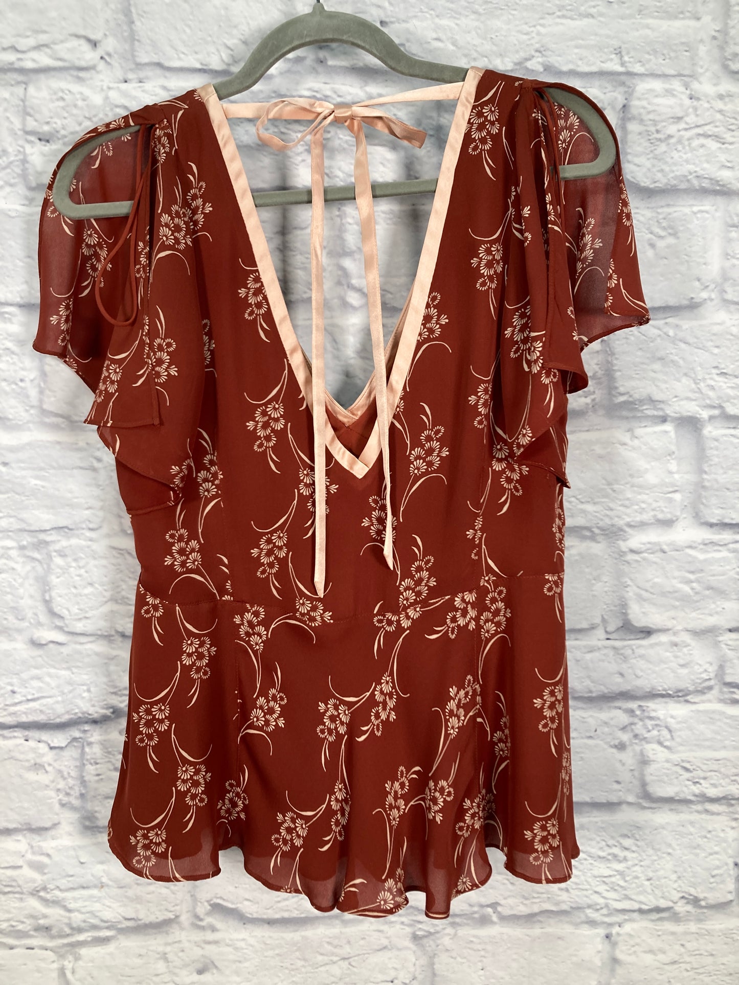 Rust Blouse Short Sleeve Clothes Mentor, Size L