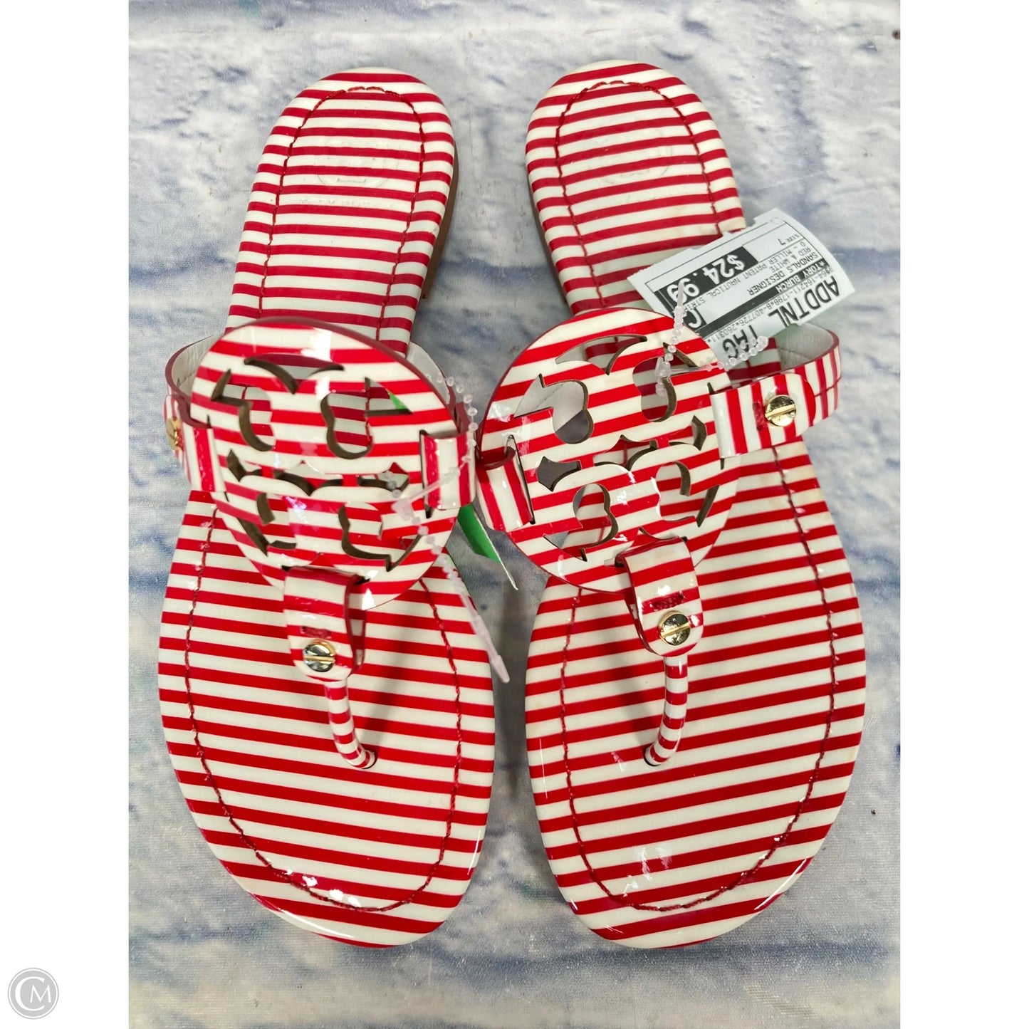 Sandals Designer By Tory Burch In Red & White, Size: 7