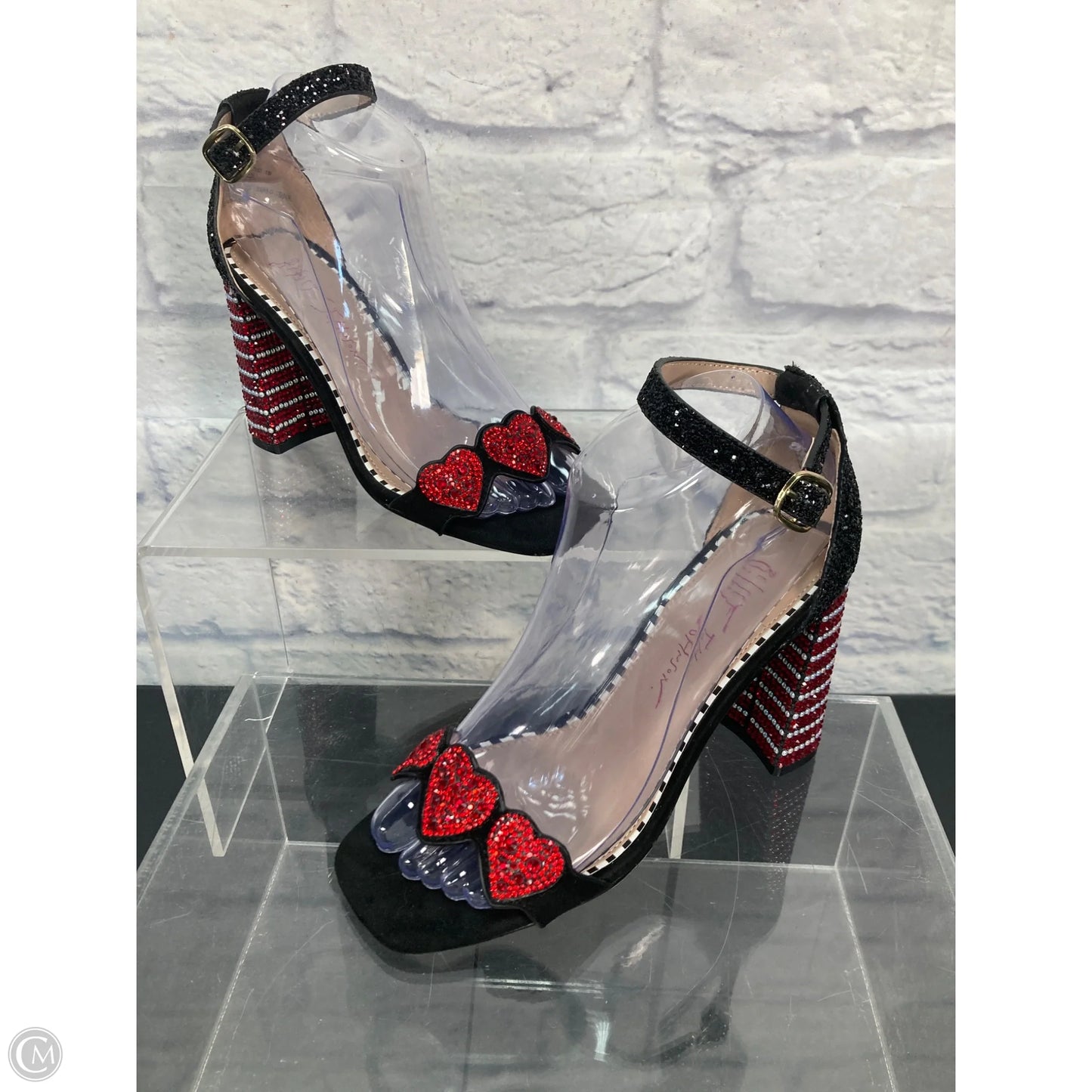 Sandals Heels Block By Betsey Johnson In Black & Red, Size: 6