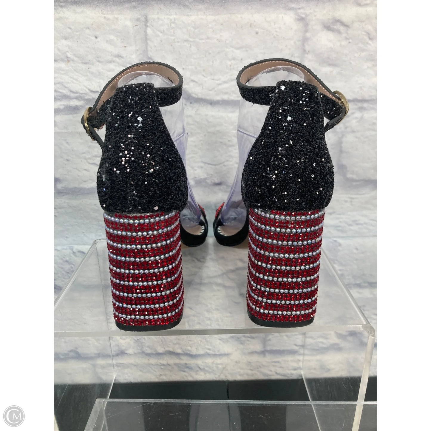 Sandals Heels Block By Betsey Johnson In Black & Red, Size: 6