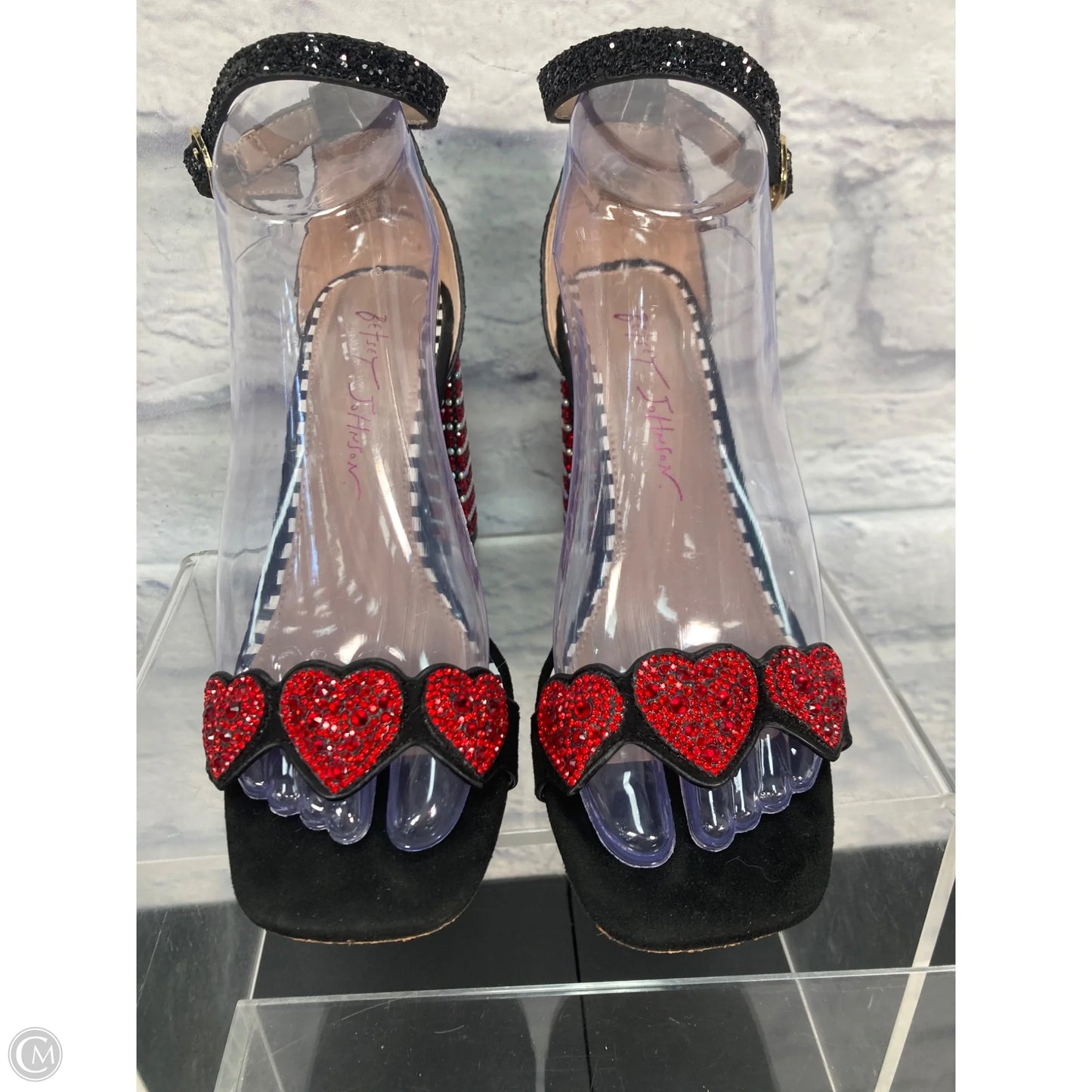 Sandals Heels Block By Betsey Johnson In Black & Red, Size: 6