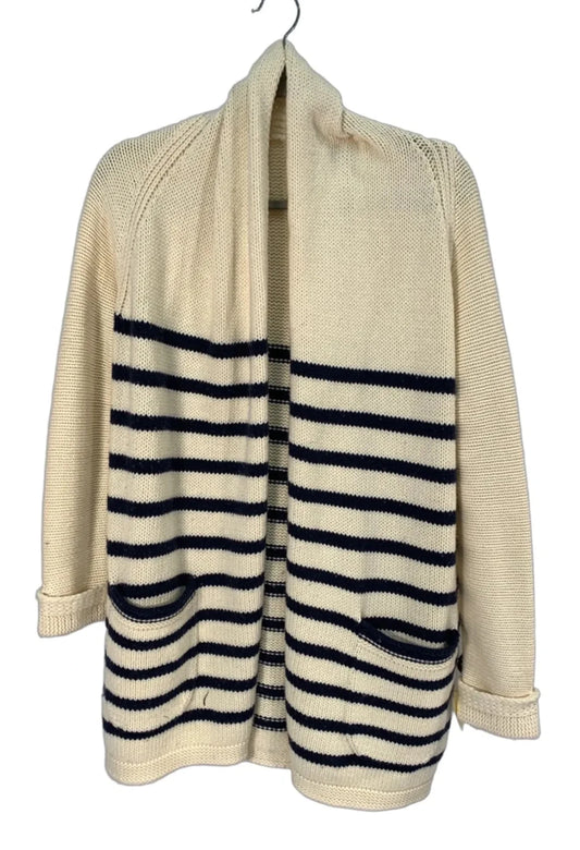 Sweater Cardigan By J. Crew In Blue & Cream, Size: Xxs