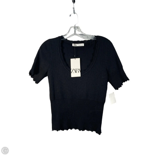 Top Short Sleeve By Zara In Black, Size: L