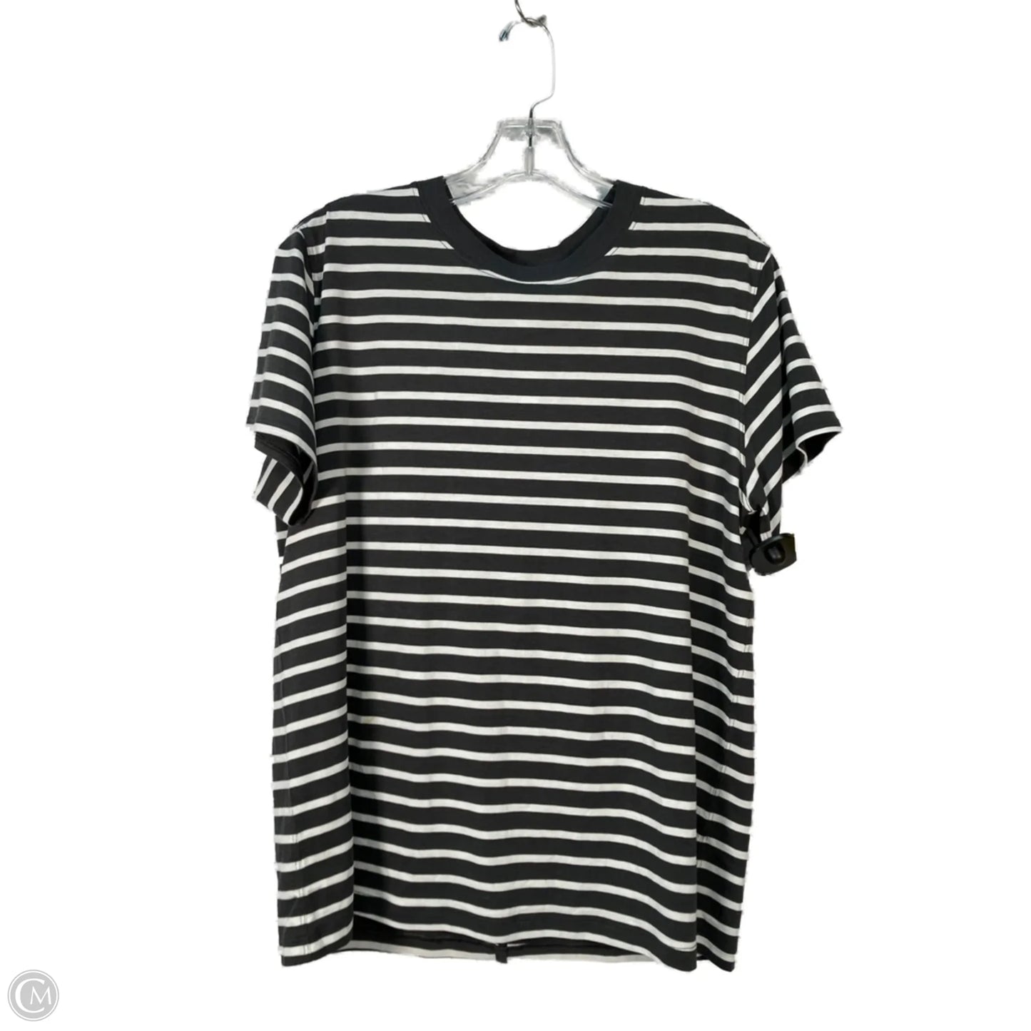 Athletic Top Short Sleeve By Lululemon In Grey & White, Size: S