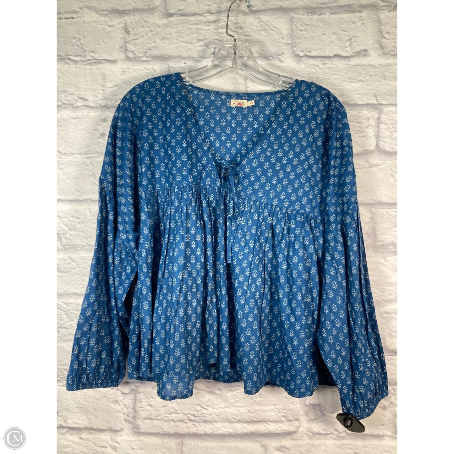 Top Long Sleeve By Faherty In Blue, Size: M