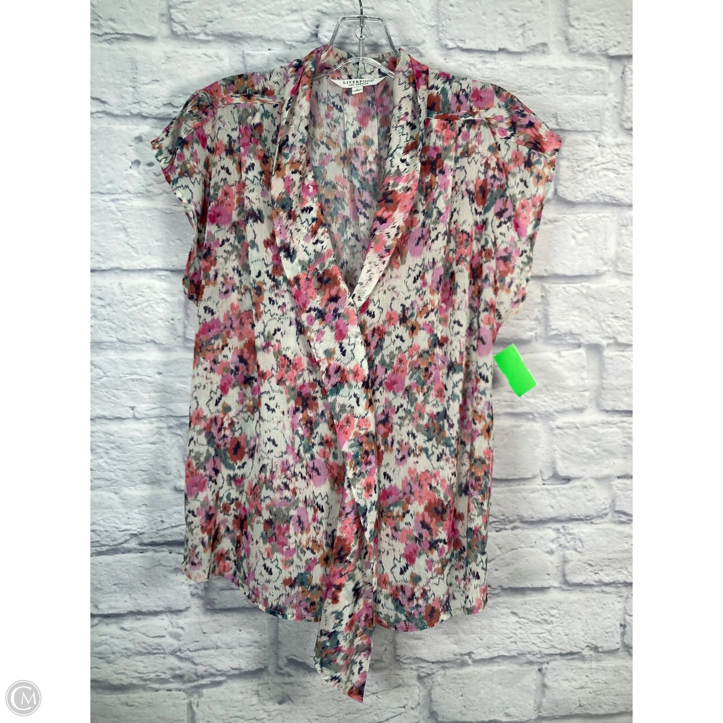 Blouse Short Sleeve By Liverpool In Floral Print, Size: L