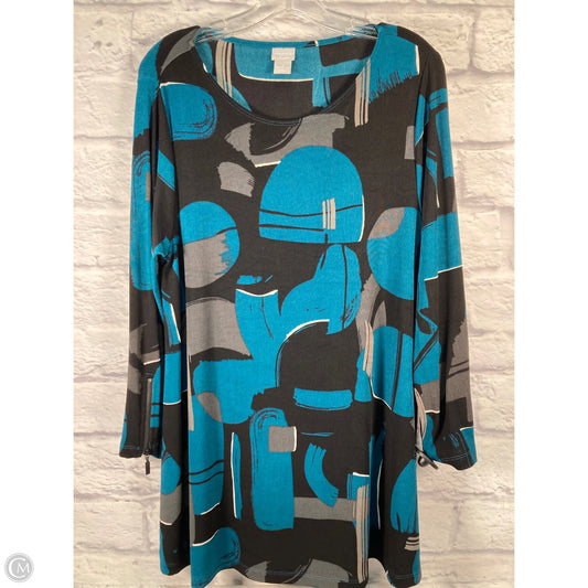 Tunic Long Sleeve By Chicos In Black & Blue, Size: L