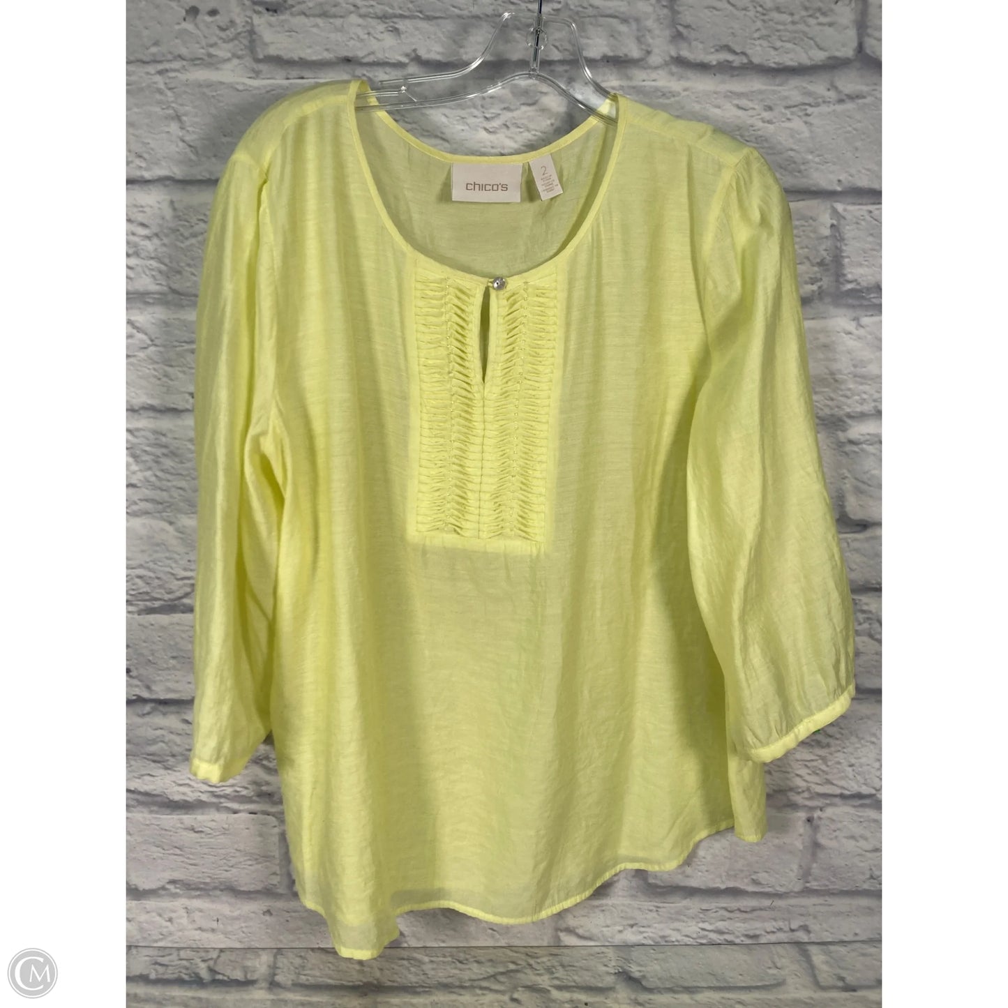 Top Long Sleeve By Chicos In Yellow, Size: L