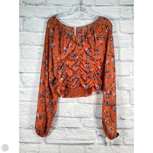 Blouse Long Sleeve By Free People In Orange, Size: M
