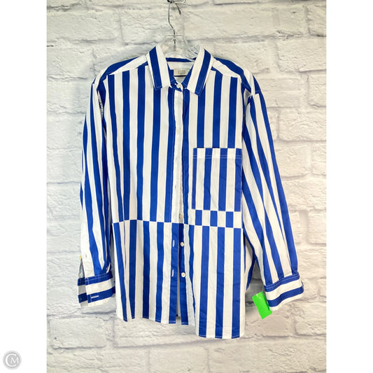 Top Long Sleeve By Clothes Mentor In Blue & White, Size: M