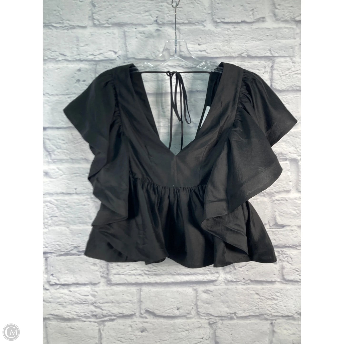 Blouse Short Sleeve By Clothes Mentor In Black, Size: Xs