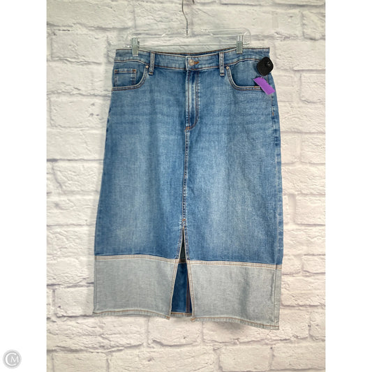 Skirt Midi By Chicos In Blue Denim, Size: 14