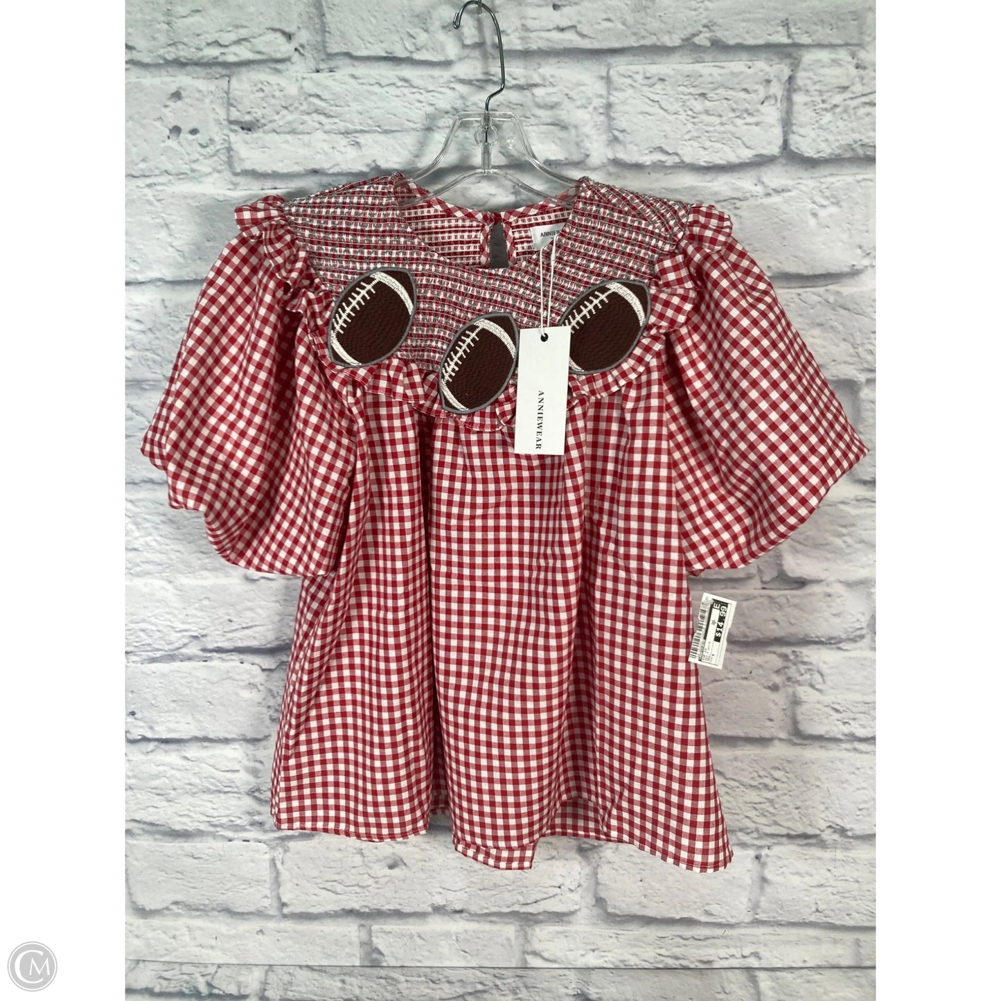 Top Short Sleeve By Anniewear In Red & White, Size: S