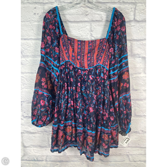 Tunic Long Sleeve By Free People In Blue & Pink, Size: M