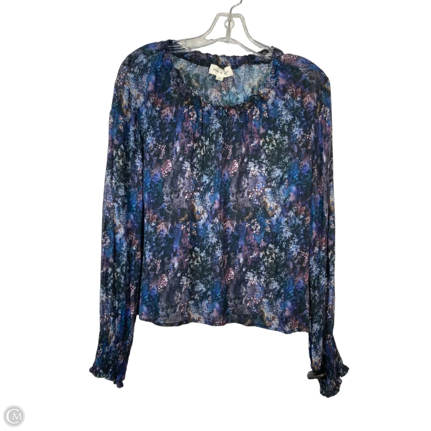 Top Long Sleeve By Cloth & Stone In Black & Blue, Size: M