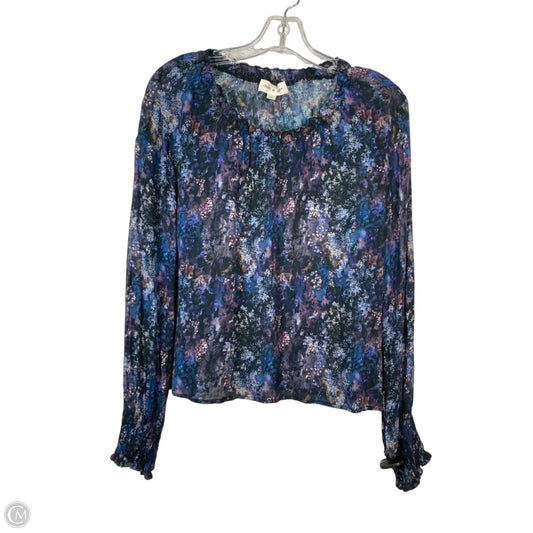 Top Long Sleeve By Cloth & Stone In Black & Blue, Size: M