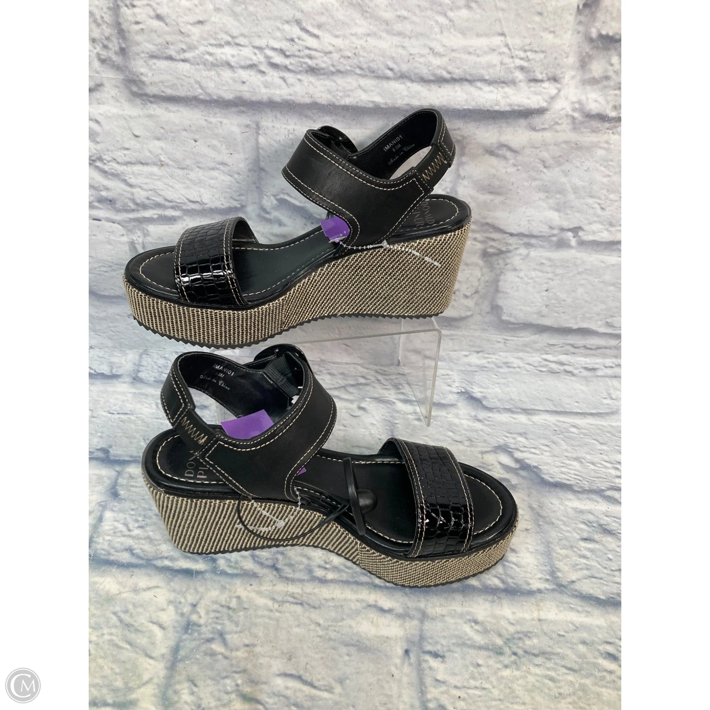 Sandals Heels Wedge By Donald Pliner In Black, Size: 8.5