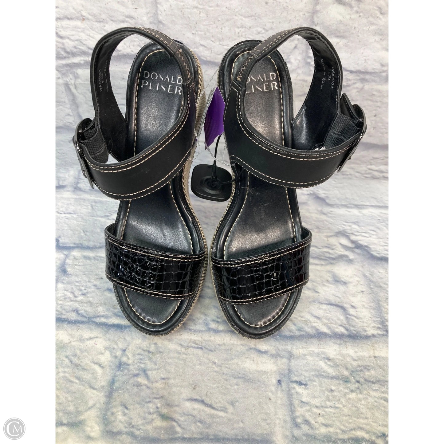 Sandals Heels Wedge By Donald Pliner In Black, Size: 8.5