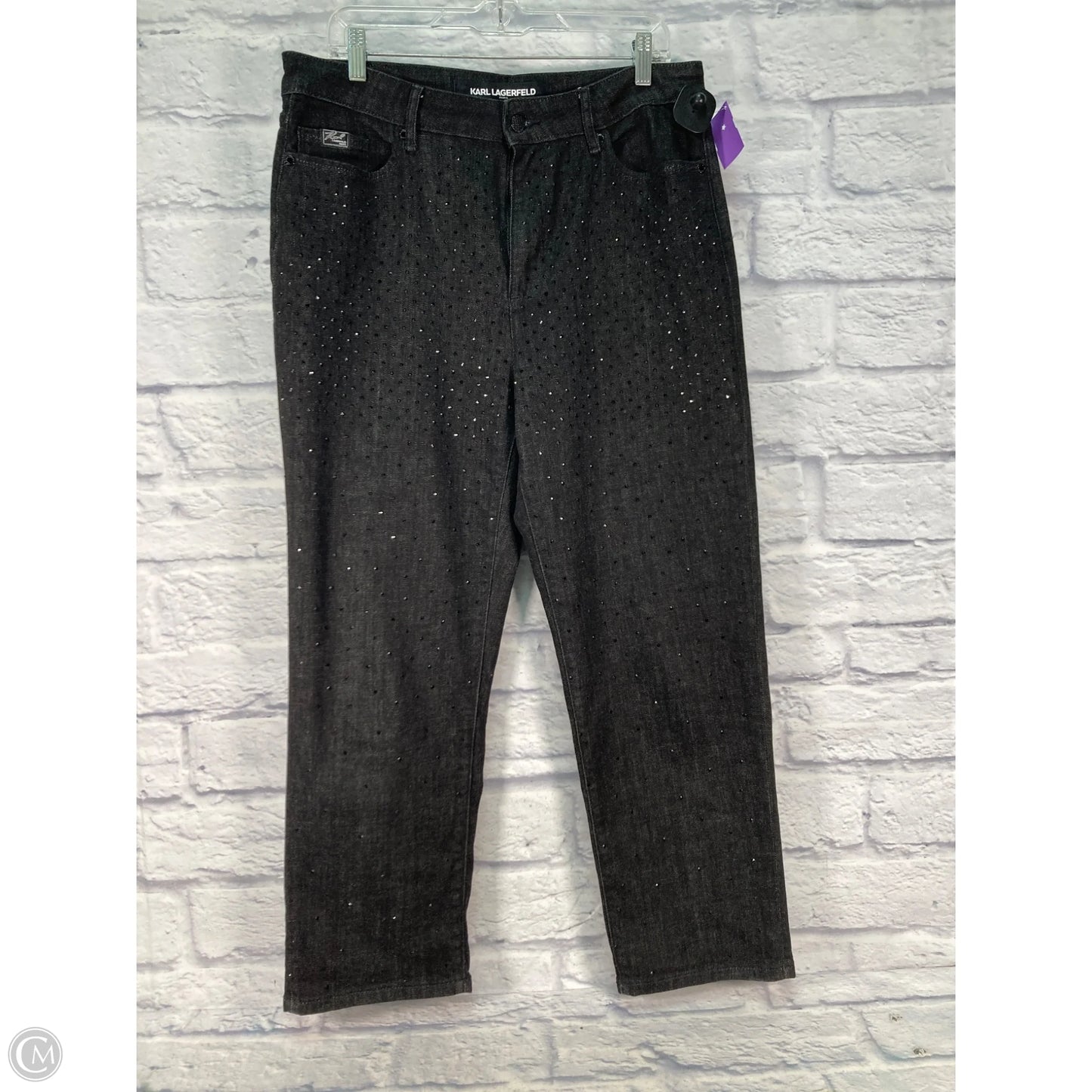 Jeans Designer By Karl Lagerfeld In Black Denim, Size: 12
