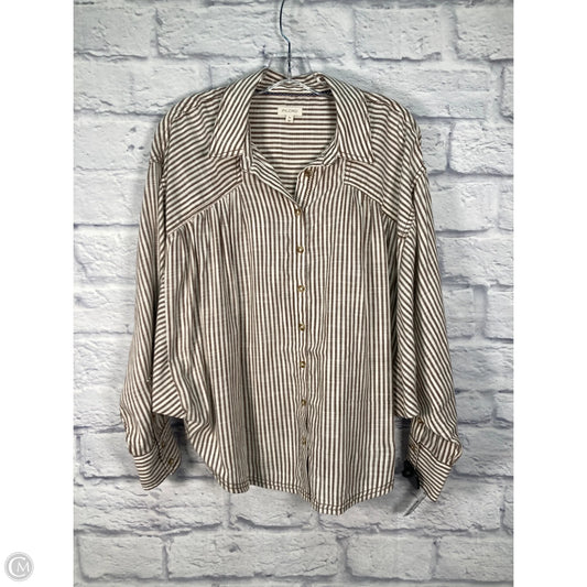 Top Long Sleeve By Pilcro In Brown & Cream, Size: M