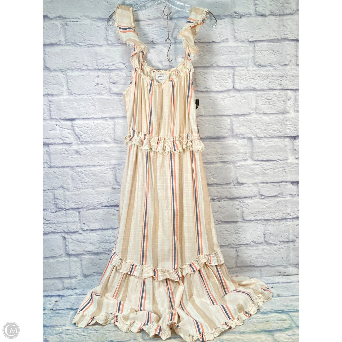 Dress Designer By Misa In Cream & Pink, Size: M