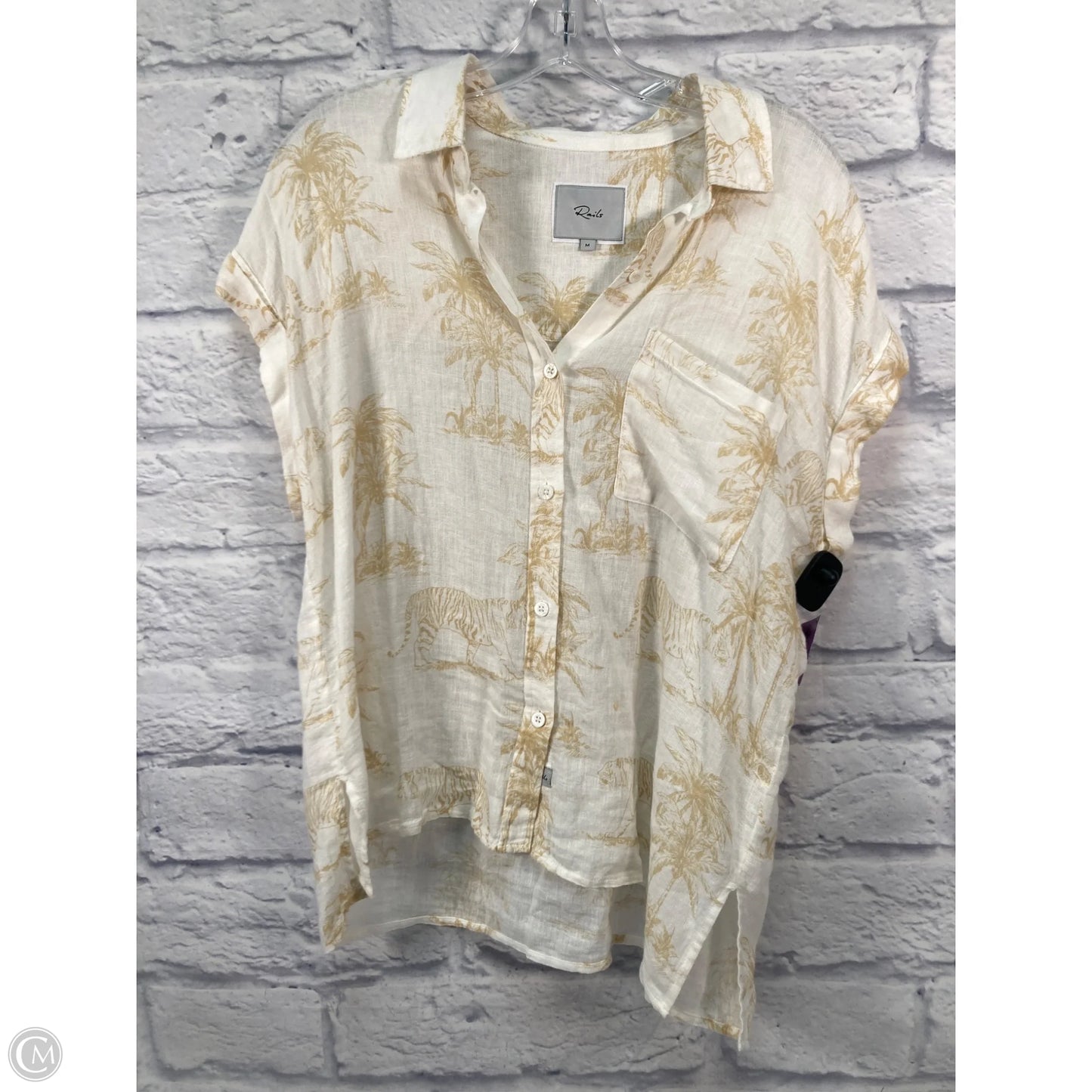 Top Short Sleeve By Rails In Cream & Yellow, Size: M