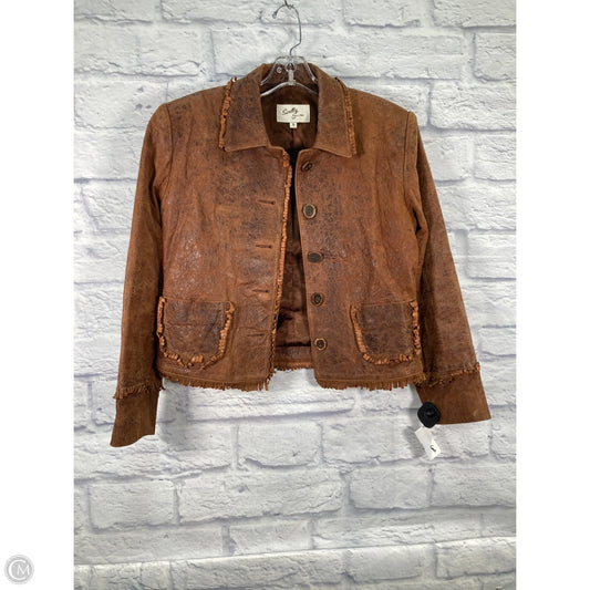 Jacket Leather By Clothes Mentor In Brown, Size: S
