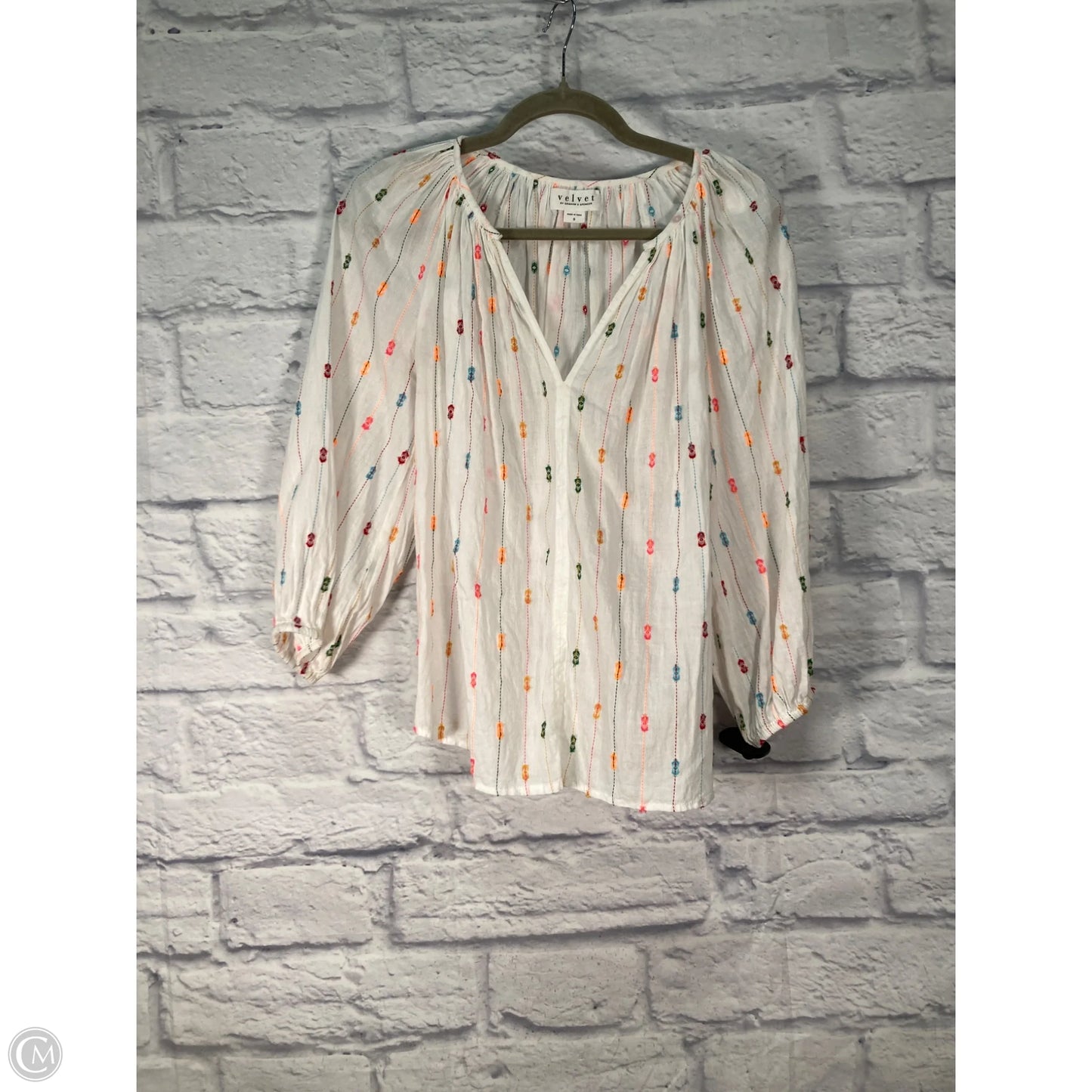 Top Long Sleeve By Velvet By Graham & Spencer In White, Size: S