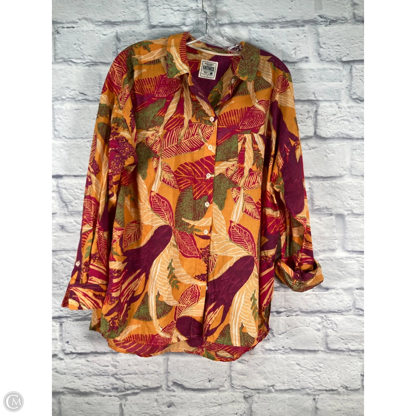 Top Long Sleeve By Fatface In Orange & Purple, Size: L
