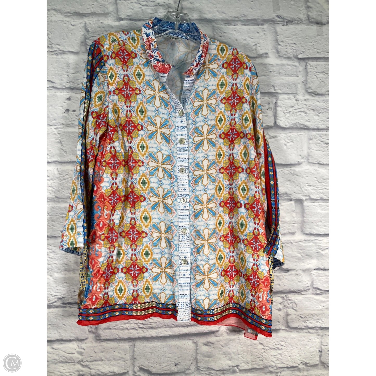 Tunic 3/4 Sleeve By John Mark In Blue & White, Size: M