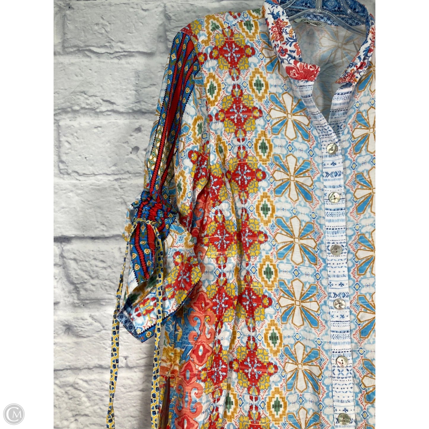 Tunic 3/4 Sleeve By John Mark In Blue & White, Size: M