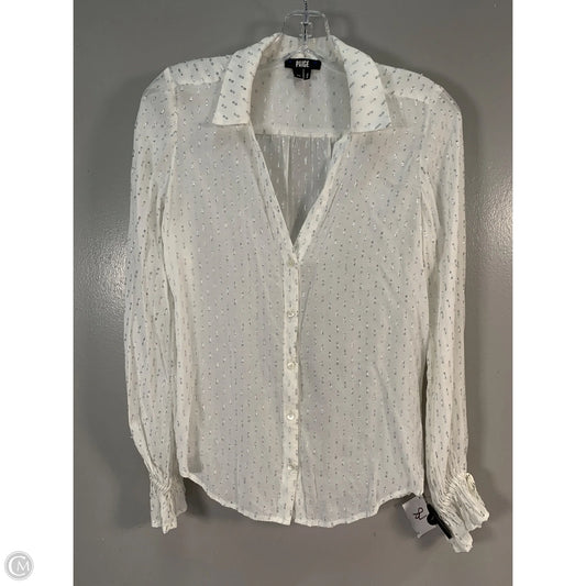 Blouse Long Sleeve By Paige In White, Size: Xs