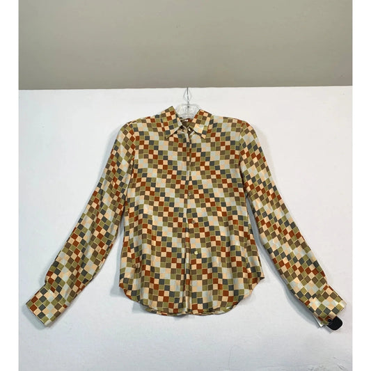 Blouse Luxury Designer By Loro Piana In Cream & Green, Size: Xs