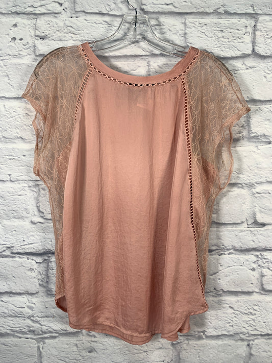 Top Short Sleeve By Anthropologie In Pink, Size: M