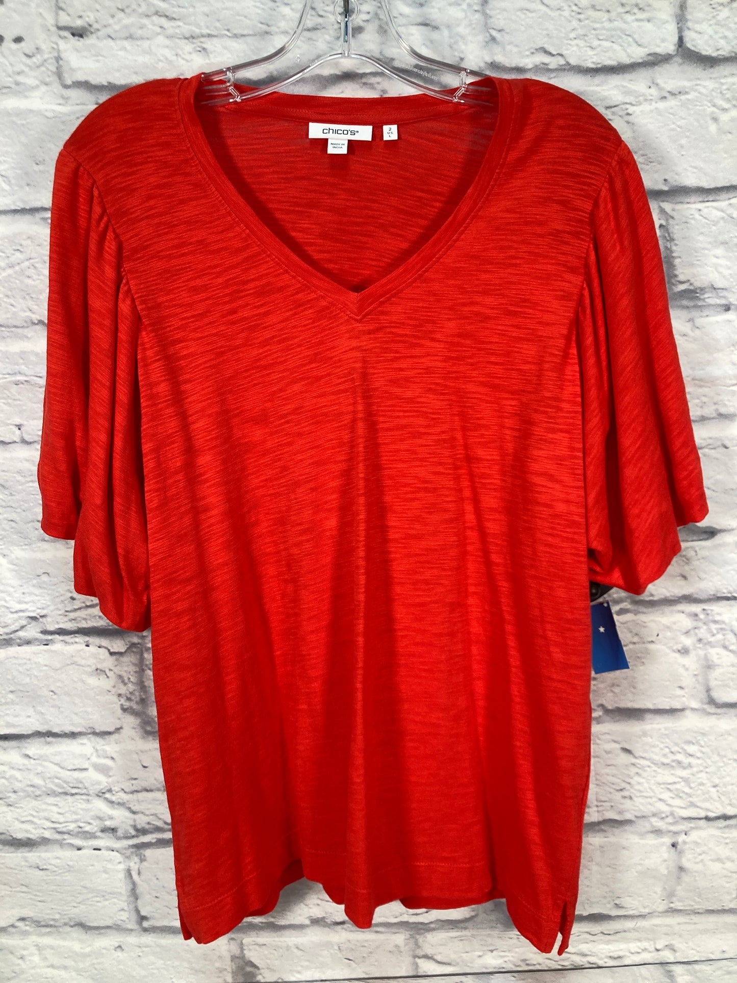 Top Short Sleeve By Chicos In Red, Size: L