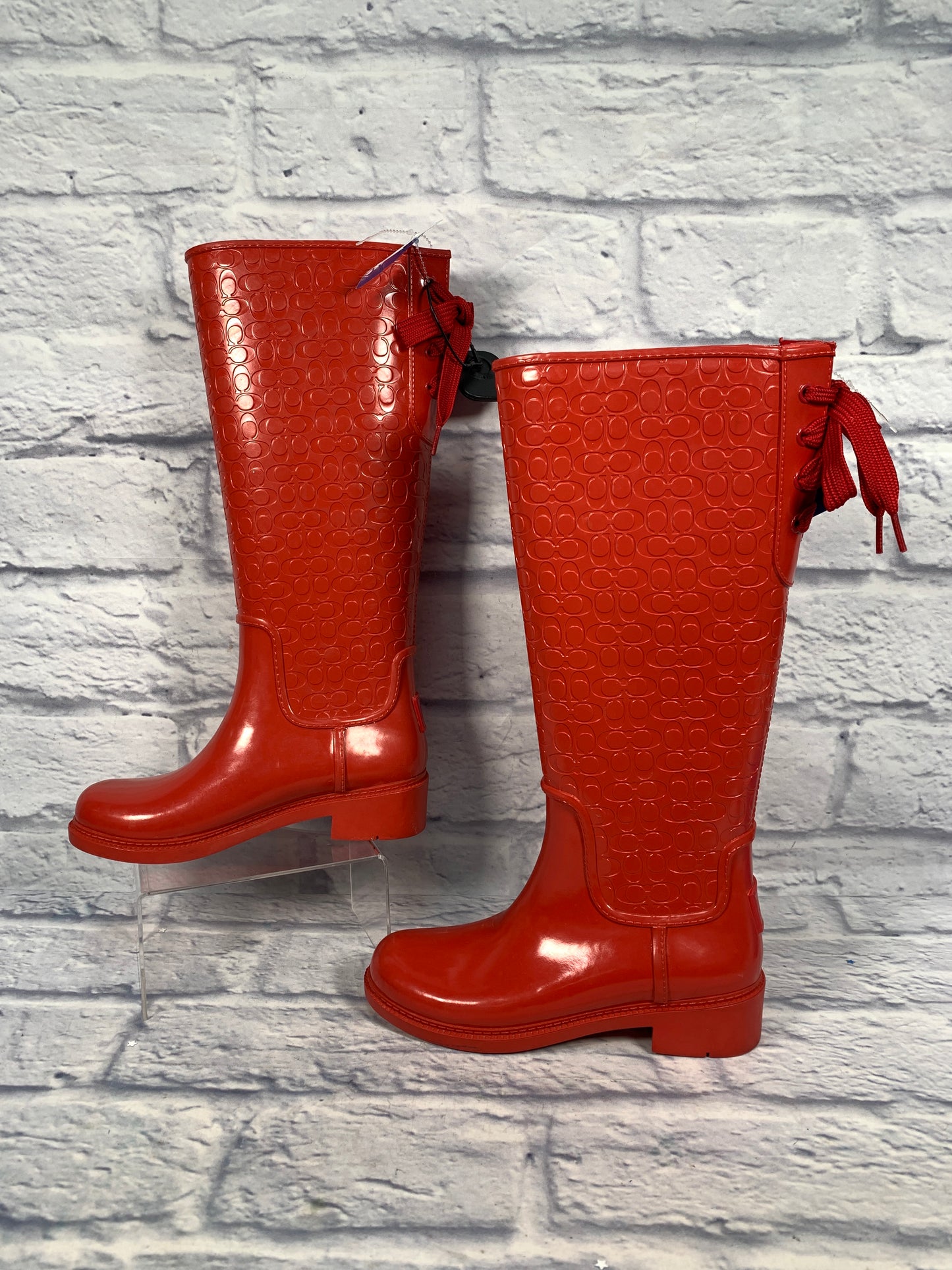 Boots Designer By Coach In Red, Size: 5