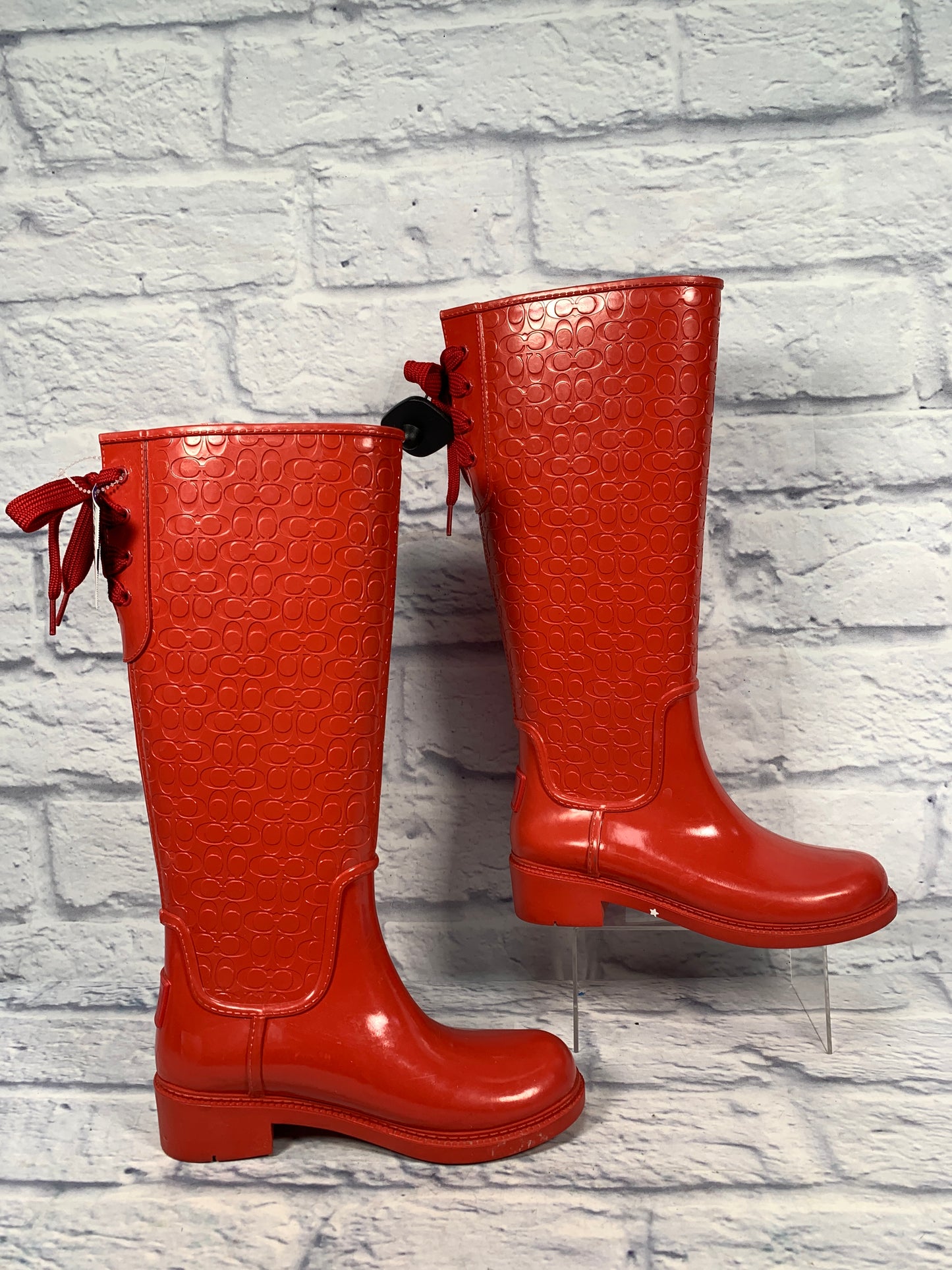 Boots Designer By Coach In Red, Size: 5