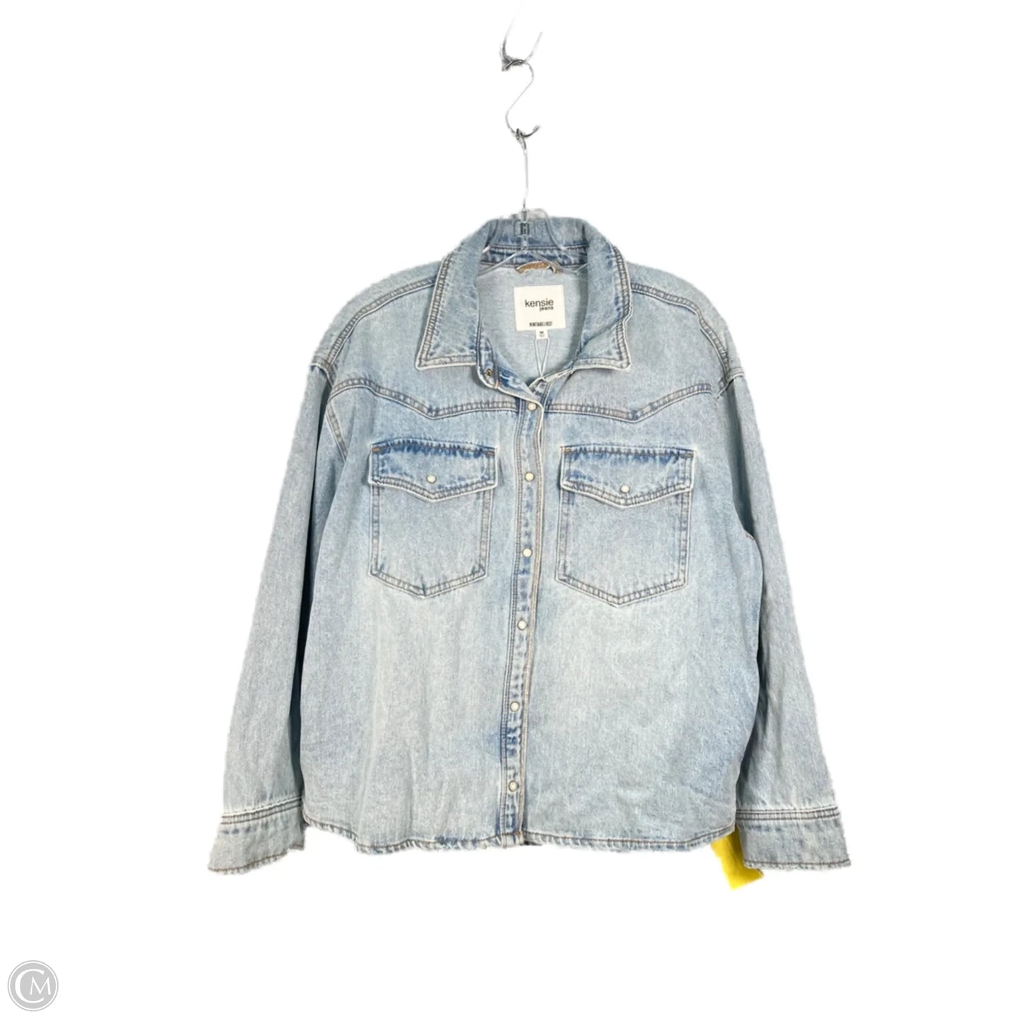 Jacket Shirt By Kensie In Blue Denim, Size: M