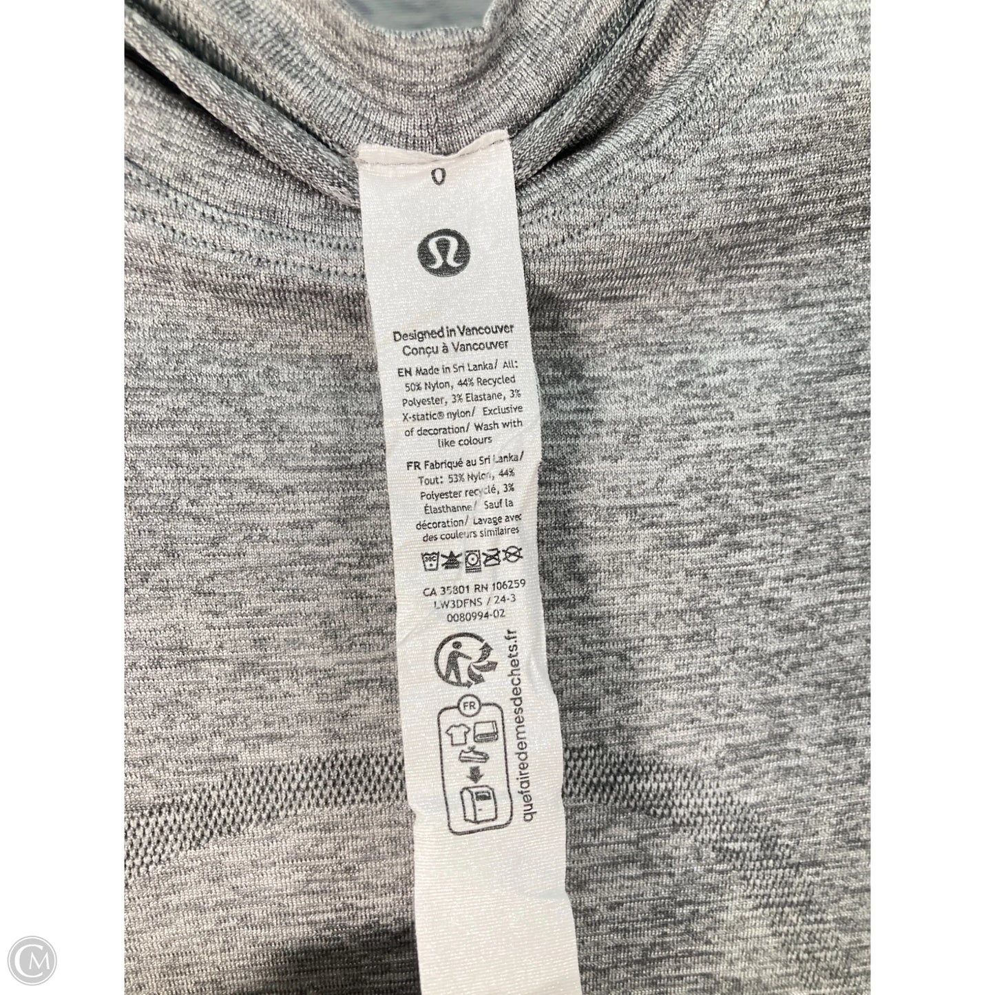 Athletic Top Short Sleeve By Lululemon In Grey, Size: Xs