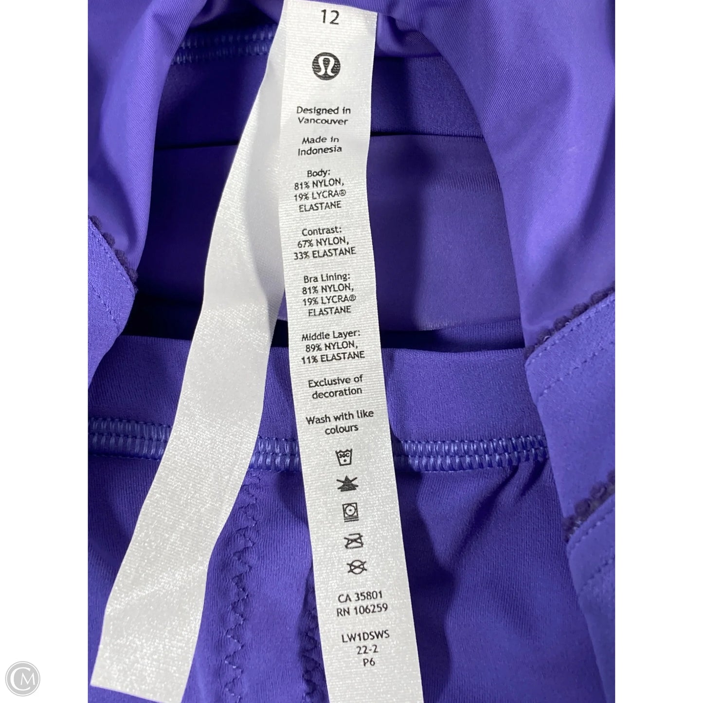 Athletic Tank Top By Lululemon In Purple, Size: L