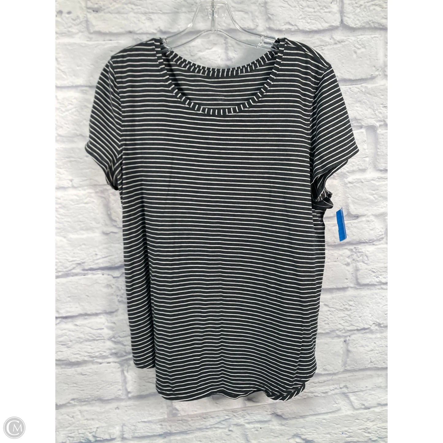 Athletic Top Short Sleeve By Lululemon In Striped Pattern, Size: L