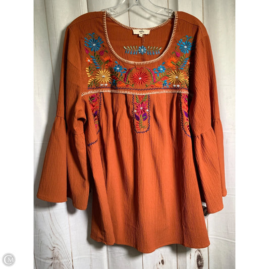 Tunic 3/4 Sleeve By Entro In Orange, Size: 1x