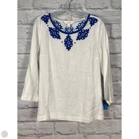 Top Long Sleeve Designer By Lilly Pulitzer In Blue & White, Size: S